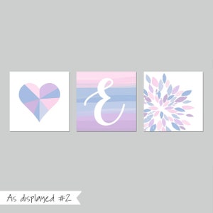 Teen Girl Wall Decor Blue Ombre Art, Tween Girl Bedroom Decor, Tween Girl Room Decor Boho Tie Dye, Set of 3 Modern Heart Prints or Canvas As displayed #2