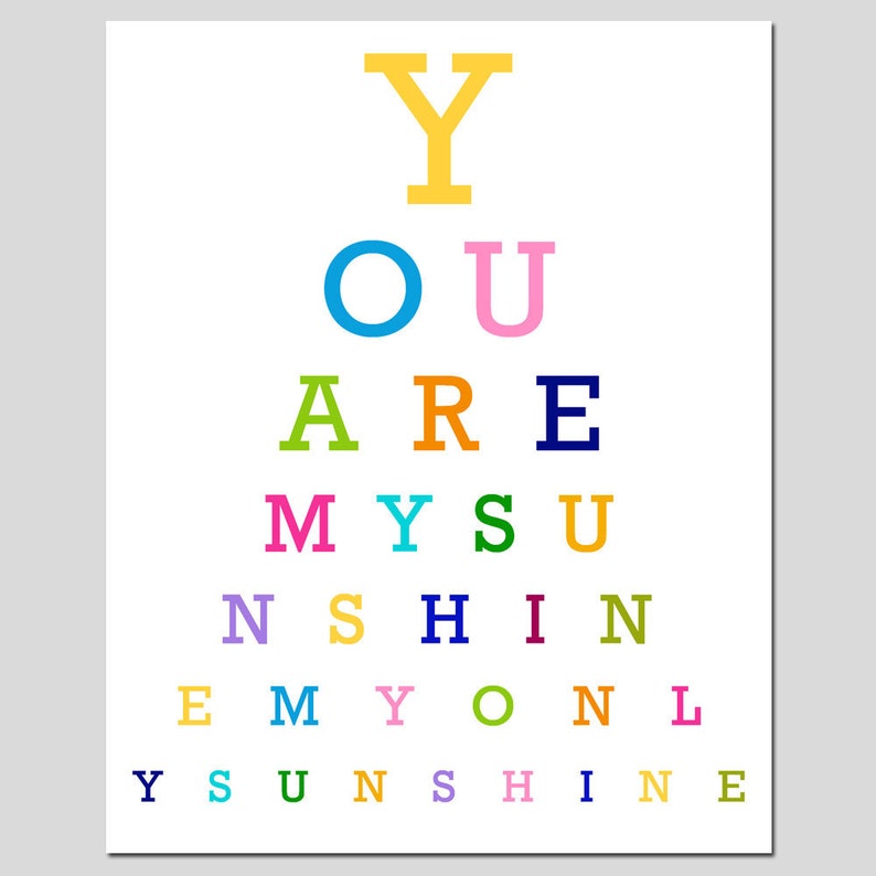 You Are My Sunshine My Only Sunshine Eye Chart 8x10 Print | Etsy