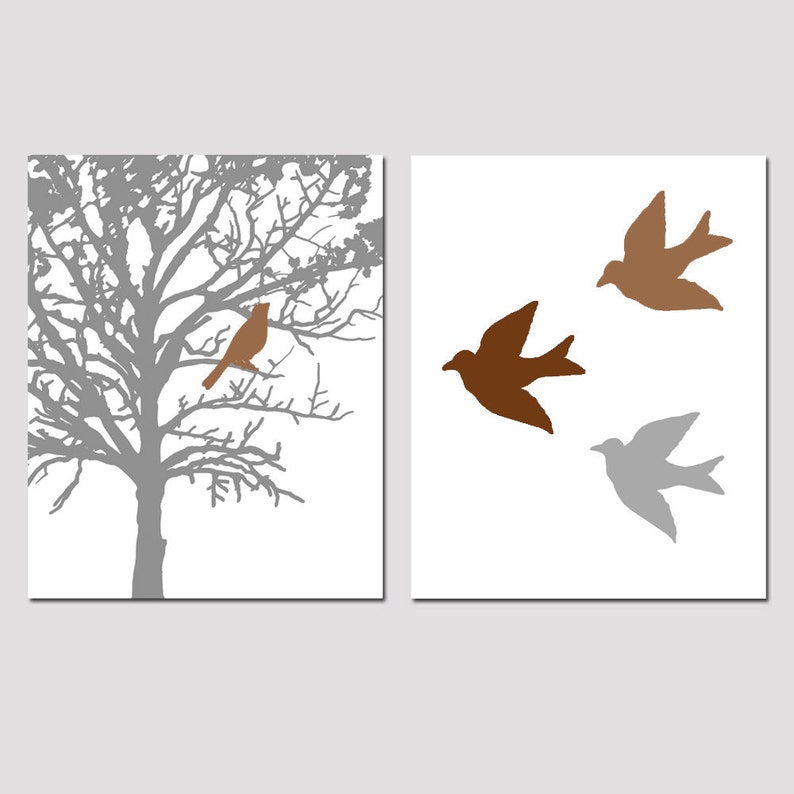 Set of Two 8x10 Prints Birds and Trees Perfect for - Etsy