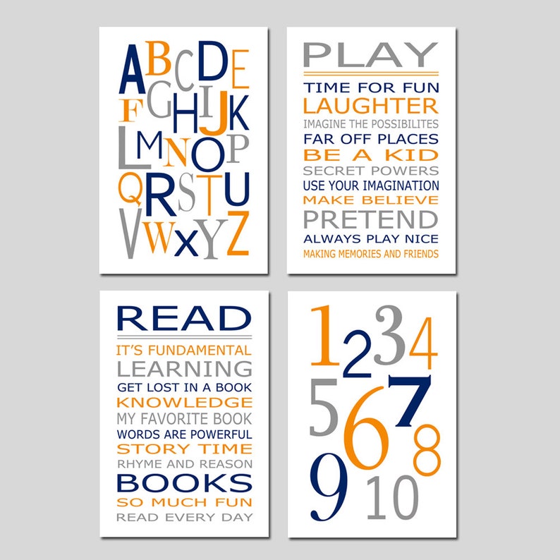 Boy Playroom Wall Art Playroom Decor Playroom Art Set of 4 Etsy