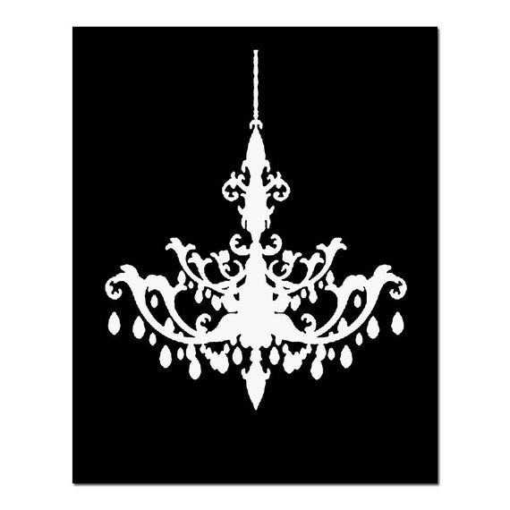 Chandelier 11x14 Silhouette Print Of Modern Image 0