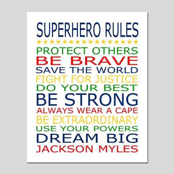Superhero Rules Decor Wall Art - Superhero Rules Canvas Wall Art Superhero Rules Decor Wall Art - Superhero Rules Canvas Wall Art