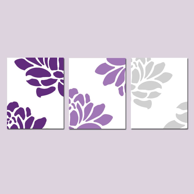Floral Art Set of 3 Prints or Canvas Floral Wall Art Set of Etsy