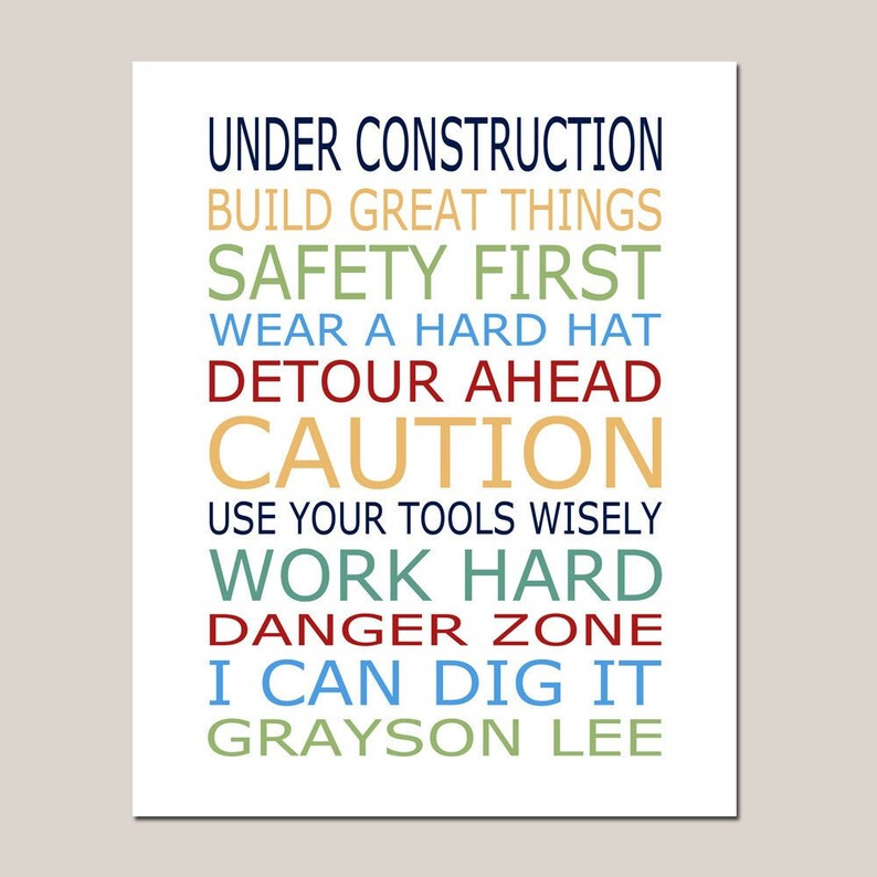 Construction Rules Sign, Construction Nursery Decor, Construction Wall ...