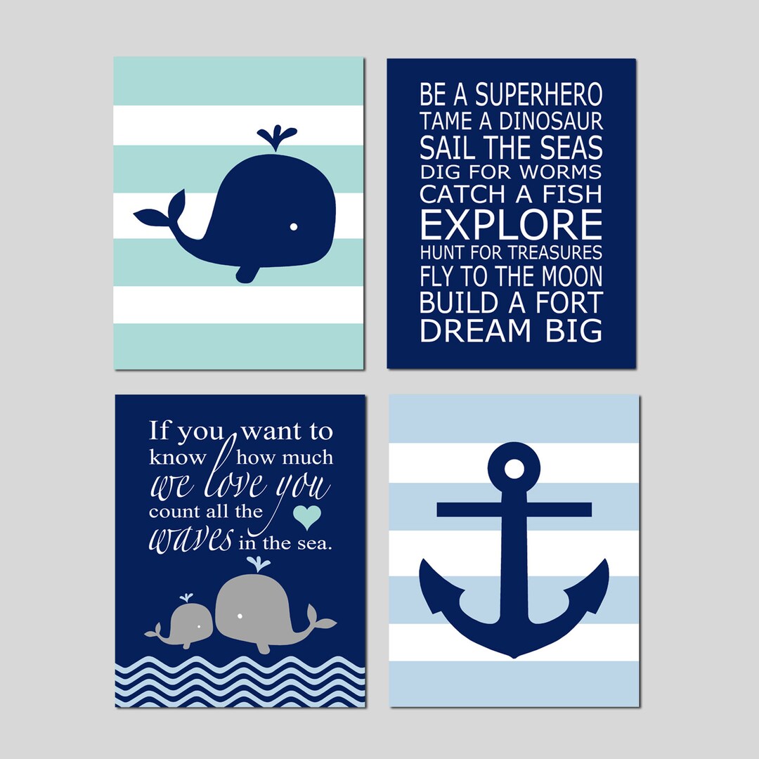 Whale Nursery Decor Boy Whale Nursery Art Nautical Nursery Etsy