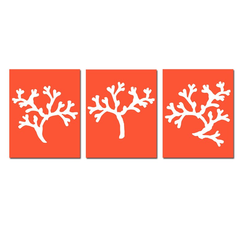 Coral Wall Art Trio Set of Three Coral Beach Prints Sea Life Etsy