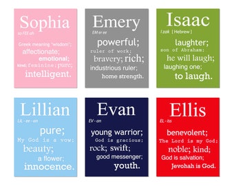 Name Meaning Print or Canvas - 8x10 - Modern Nursery Art - Great Gift - Wall Art for Nursery - Custom - Personalized - Your Choice of Color