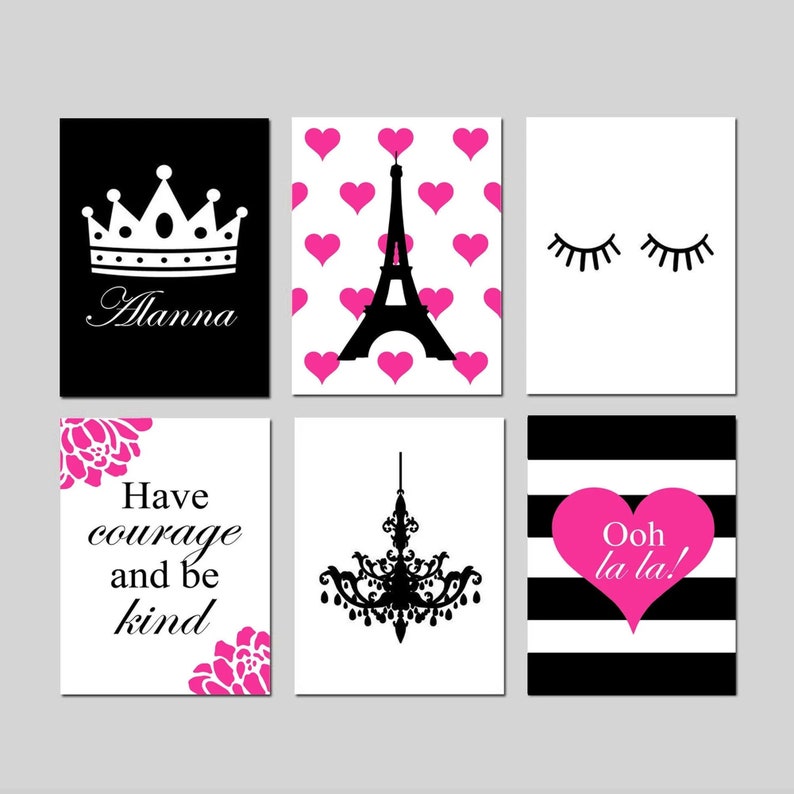 Paris Wall Art Pink Paris Wall Art Girls Room Decor Paris Girl Etsy