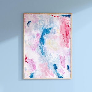 Pink and Blue Abstract Wall Art, Colorful Abstract Print or Canvas, Abstract Art for Nursery, Modern Wall Art for Teens, Pastel Wall Art