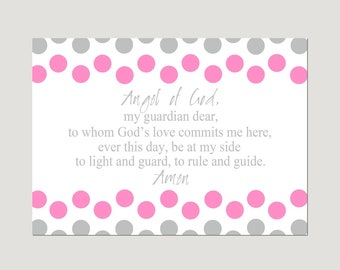 Angel of God Prayer, Angel of God Print or Canvas, Baptism Gift Girls Baptism Gift Boys Baptism Gift, Girl Nursery Art - CHOOSE YOUR COLORS