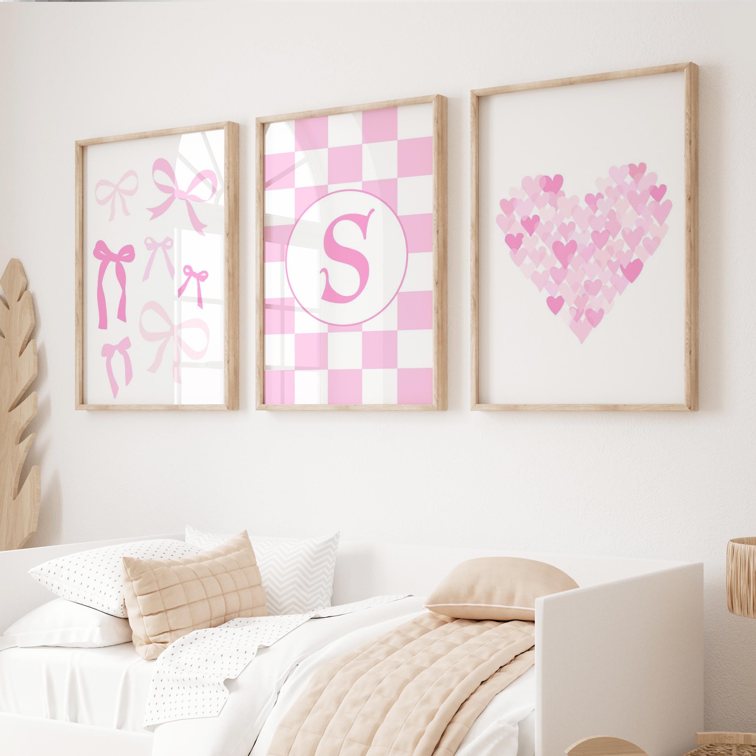 Set 3 Poster Con Fiocco Rosa - Stampe Su Tela Preppy Per Camera Da Letto, Decorazione Parete Pastello - 2