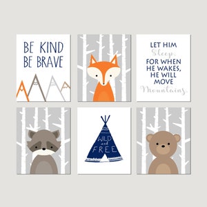 Woodland Nursery Art Woodland Nursery Prints Woodland Nursery Decor Forest Animals Nursery Art Set of 6 Woodland Prints or Woodland Canvas