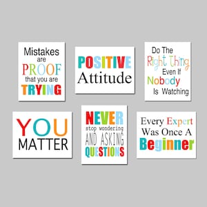 Classroom Decor, Classroom Art, Classroom Wall Art, School Decor, Teaching Decor, Inspirational Classroom Quotes, Set of 6 CANVAS OR PRINTS