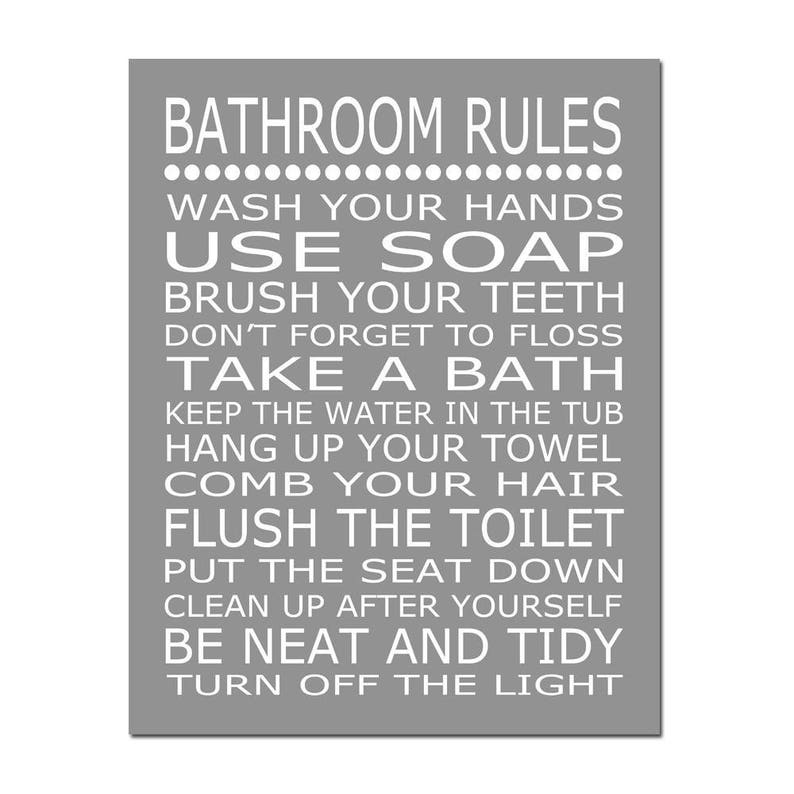 Kids Bathroom Decor Kids Bathroom Rules Sign Bathroom Decor Etsy
