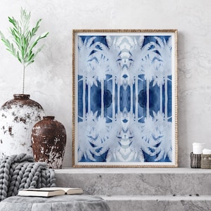 Blue Watercolor Palm Tree Art, Tropical Wall Art Print, Blue Palm Tree Wall Art, Art for Beach House Wall Decor, Palm Tree PRINT OR CANVAS