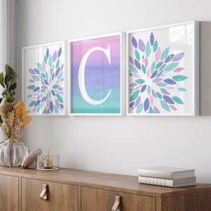 Tween Girl Gifts, Girls Wall Art Ombre, Teenage Girl Room Decor, Flower Art for Girl Bedroom Decor, Set of 3 Tween Girl PRINTS OR CANVAS