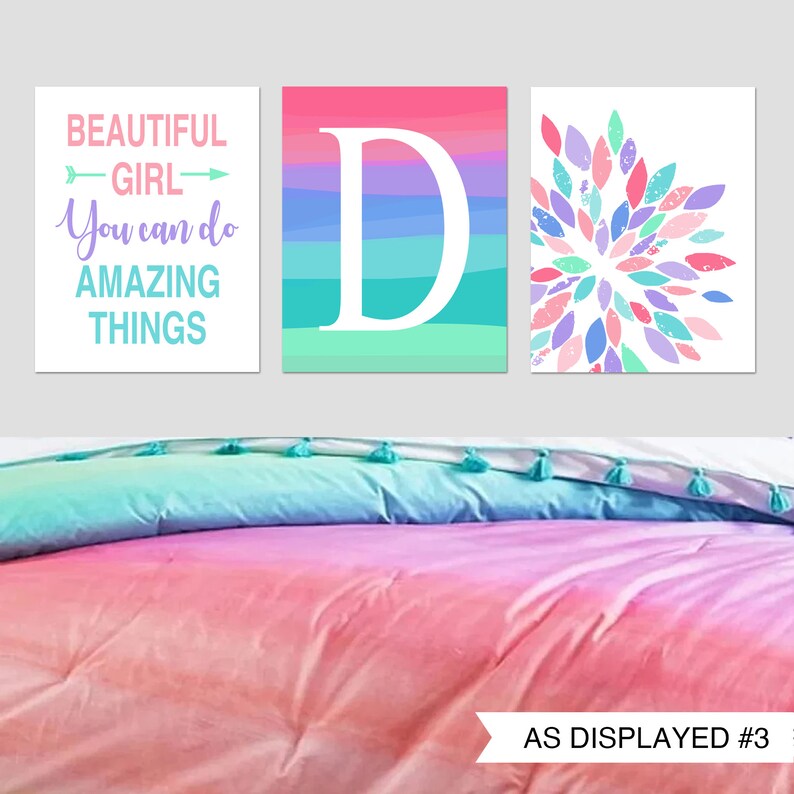 Tween Girl Bedroom Decor, Inspiring Quotes for Girl Room Decor, Teen Girl Room Decor, Ombre Wall Art for Girls, Set of 3 Prints or Canvas As displayed #3