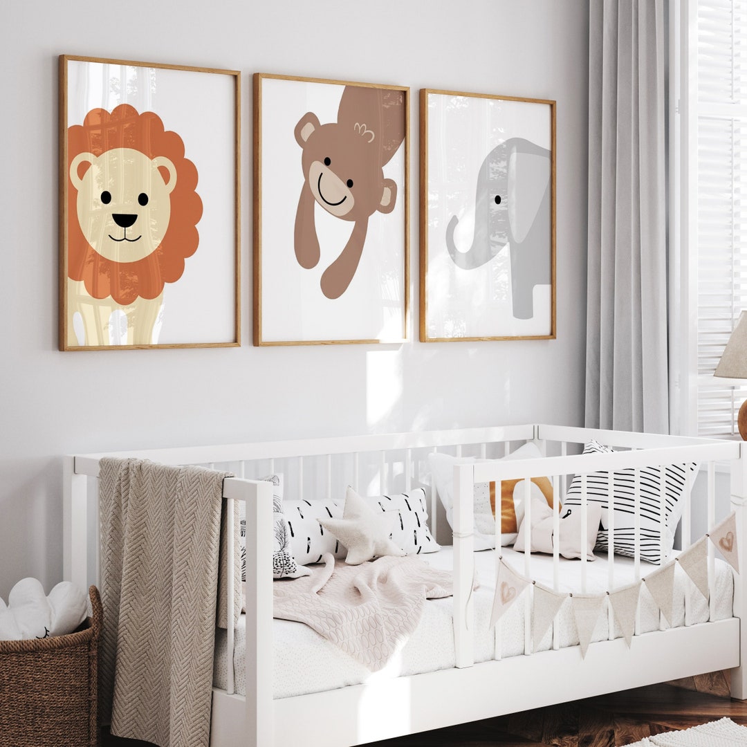 Jungle Animal Nursery Art Modern, Lion Nursery Decor, Monkey Nursery ...