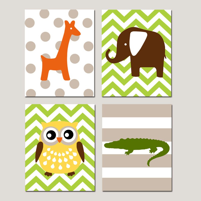 Boy Animal Nursery Art Animal Prints for Nursery Decor Etsy