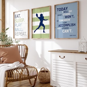 Football Decor for Boys Room, Football Wall Art Boys Tween Bedroom Decor, Football Posters for Boys Bedroom, Set of 3 PRINTS OR CANVAS