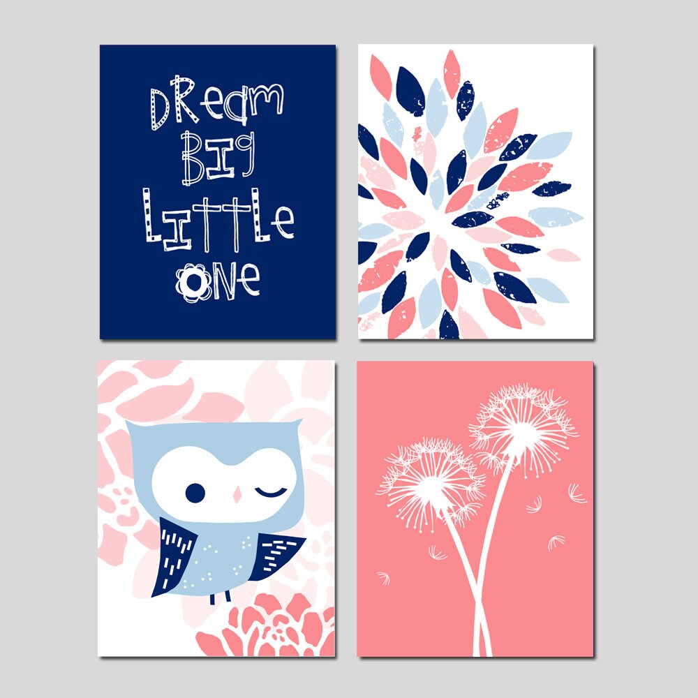 Owl Nursery Decor Girl, Owl Nursery Prints, Pink Owl Nursery Wall Art, Floral Nursery Print, Owl Bab