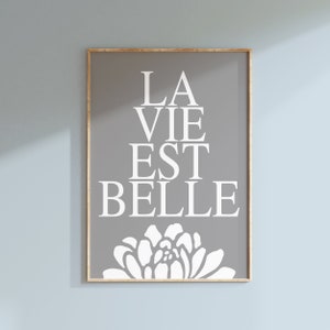 La Vie Est Belle Print - French Quote Print - Life is Beautiful Print - Floral Quote Print French Saying - Life Quotes - CHOOSE YOUR COLORS