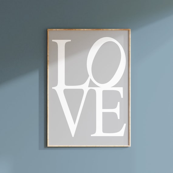 Love Art Print Modern, Aesthetic Room Decor for Teens, Love Wall Art Gray, Tween Girl Room Decor Grey, Teen Girl Wall Art PRINT OR CANVAS