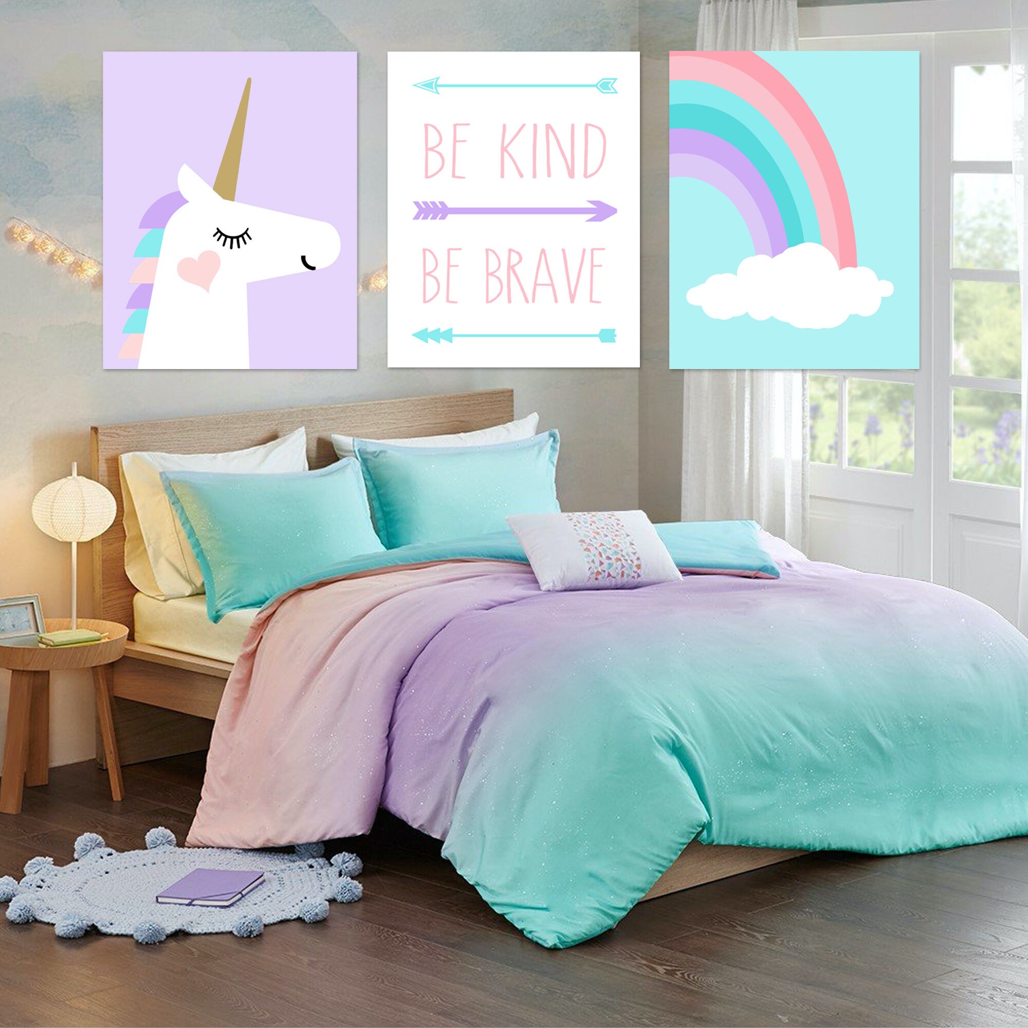 Girls Bedroom Decor Unicorn Rainbow Print Unicorn Room - Il Fullxfull.2863602142 Bnvr
