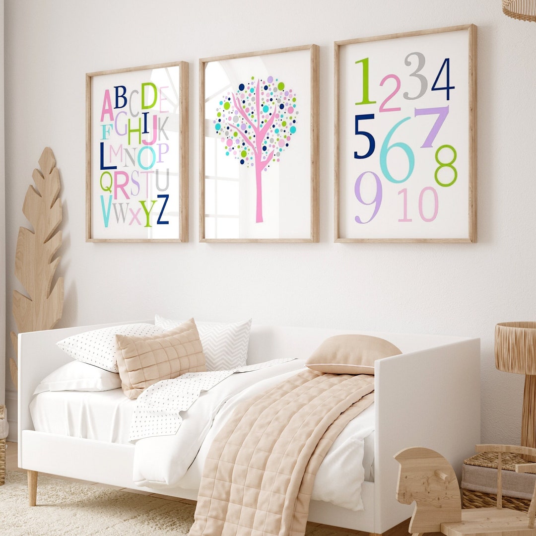Girl Playroom Art - Toddler Bedroom Art - Kids Wall Art - Set of 3 ...