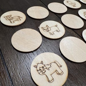 Wooden Memory Game Chips | Farm Animal Matching Game | Educational Toy Set for Kids | Montessori Wooden Game | Montessori Kids Toy