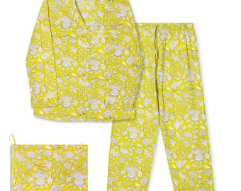 Cotton Pajama Set: Women's Soft Button-Down PJs with Floral Print