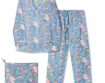 Floral Cotton Pajama Set: Women's Soft Button-Down PJs