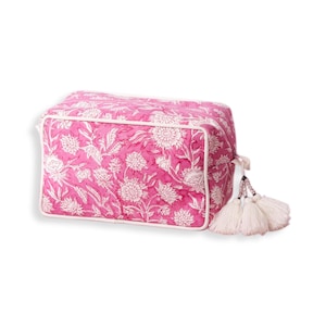 White & Pink Floral Stylish Cotton Clutches For Women Hand Pouch Traditional Block Print Fabric Premium Quality Best For Mother&#39;s Day Gift
