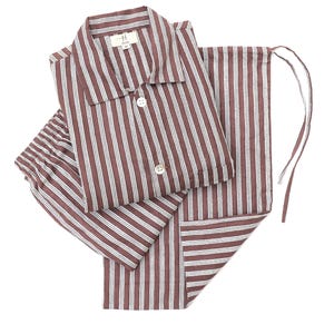 Herren Pyjamas Set, gefütterte Pj-Sets für Männer, 100% Baumwolle mit langen Ärmeln und Pyjama-Hosen, atmungsaktive und leichte Baumwoll-Pjs (braun und weiß gefüttert)