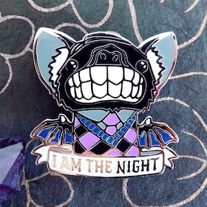 Bat Enamel Pin, Halloween Pin, Spooky Pins, Vampire Pin, Gothic Pins, Witch Pin, I am the Night Bat Pin