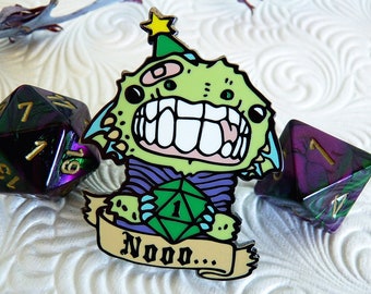 DnD Pin, Dragon Pin, DnD Enamel Pin, Dragon Gifts, D20 Dice Pin, RPG Enamel Pin, Tabletop RPG Gifts, Dicey Dragon Pin