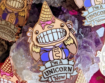 Unicorn Enamel Pin, Cute Enamel Pin, Rose Gold Pin, Unicorn Jewelry, Ice Cream Unicorn Pin