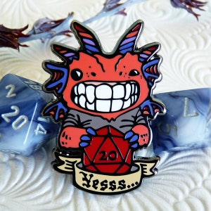 Dragon Enamel Pin, DnD Pin, Dice Pin, Dragon Gifts, DnD Gifts, D20 Pin, D and D Pin, High Roller Dragon Pin