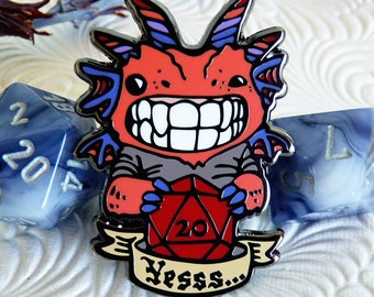 Dragon Enamel Pin, DnD Pin, Dice Pin, Dragon Gifts, DnD Gifts, D20 Pin, D and D Pin, High Roller Dragon Pin