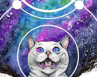 Space Cat Art, Space Art, Galaxy Print, Cat Art, Celestial Art, Space Print, Constellation Print, Cat Lover Gift - Meowterspace 11x14 Print