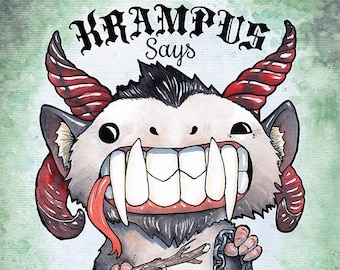 Krampus Art Print, Krampus Gift, Christmas Decor, Christmas Gift Ideas, Mythology Gifts