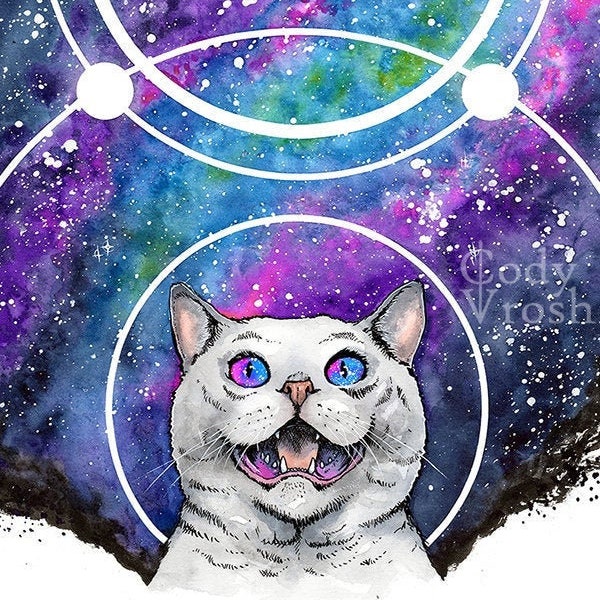 Space Cat Art, Space Art, Galaxy Print, Cat Art, Celestial Art, Space Print, Constellation Print, Cat Lover Gift - Meowterspace 11x14 Print