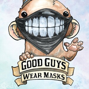 Face Mask Sign, Social Distancing Sign, Face Mask Art, Social Distancing Art, Mask Print  - Good Guys Wear Masks 8.5x11 Print