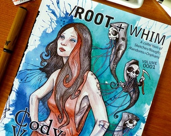 Root & Whim Art Book by Cody Vrosh - Pop Surrealism - Illustration Ink Drawings - Art Gift - Science Fiction Art - Fantasy Art