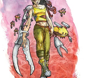 Cancer Zodiac Art, Cancer Zodiac Gift, Robot Gift, Science Fiction Art, Robot Art, Android Gift - 11x14" Watercolor Print by Cody Vrosh