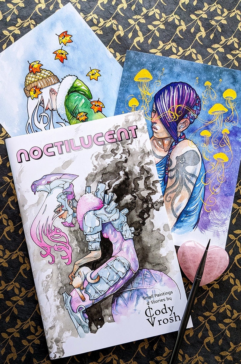 Libro de arte de edición limitada Noctilucent y juego de miniimpresión
