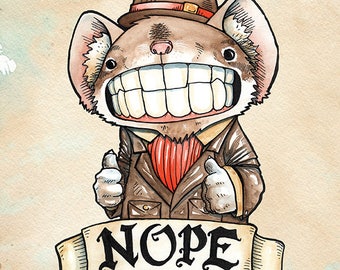 Nope Print, Mouse Print, Funny Art Print, Funny Gifts, Office Decor, Funny Animal Art, Best Friend Gift - Nope Mouse 8x11 Art Print