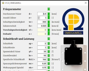 OMEGAMILL V1.0 Fräsdatenrechner & Frästheorie