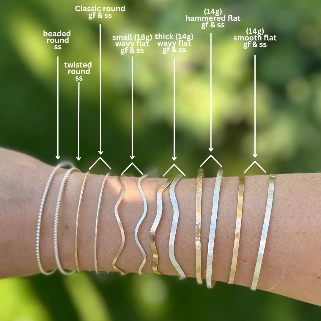 Sterling Silber und Gold Fill Armreifen für Dauerschmuck + Stabverbinder