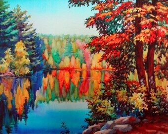 Print Watercolor Painting "Bright Mood"/"Walden Pond" Print Art. Wall Decor. 11''x 14''. Positive Print Art Gift. Vibrant Memory Gift.